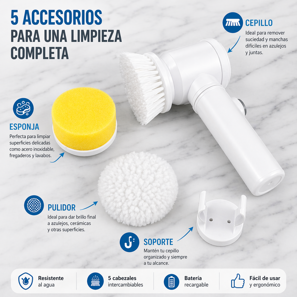 Cepillo de Limpieza Electrico 5 en 1