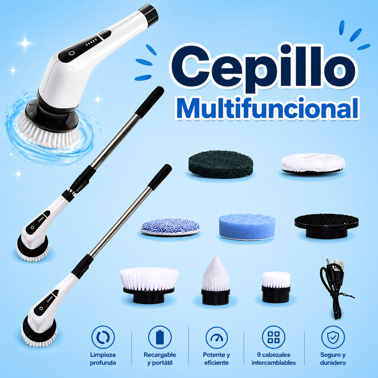 Cepillo Eléctrico De Limpieza 9 en 1