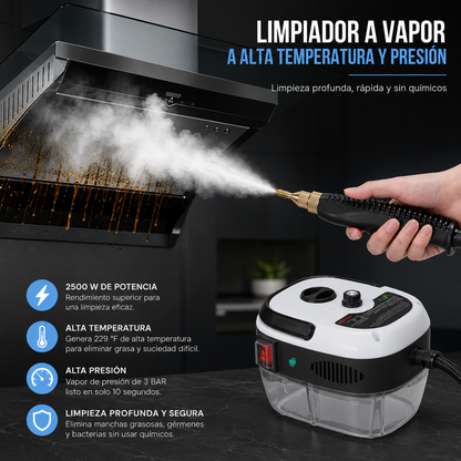 VapoMax™ Limpiador de Vapor a Presion 2500w Portatil