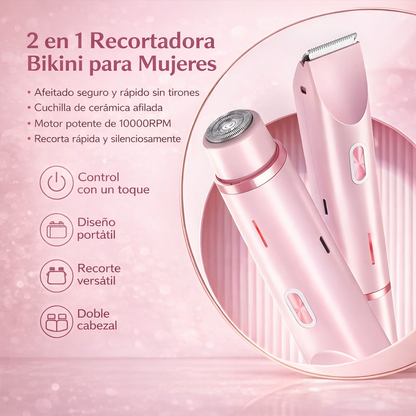Depiladora Eléctrica Portátil 2 en 1 Recargable