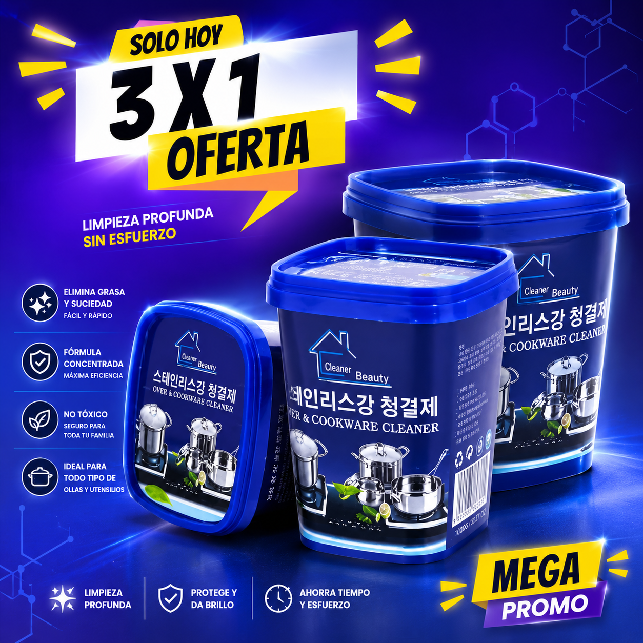 Pack de 3 Limpia Ollas Pasta Crema