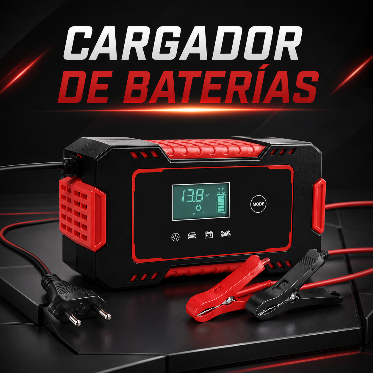 Cargador y Reparador de Baterías Universal 12V (Auto, Moto, Etc)
