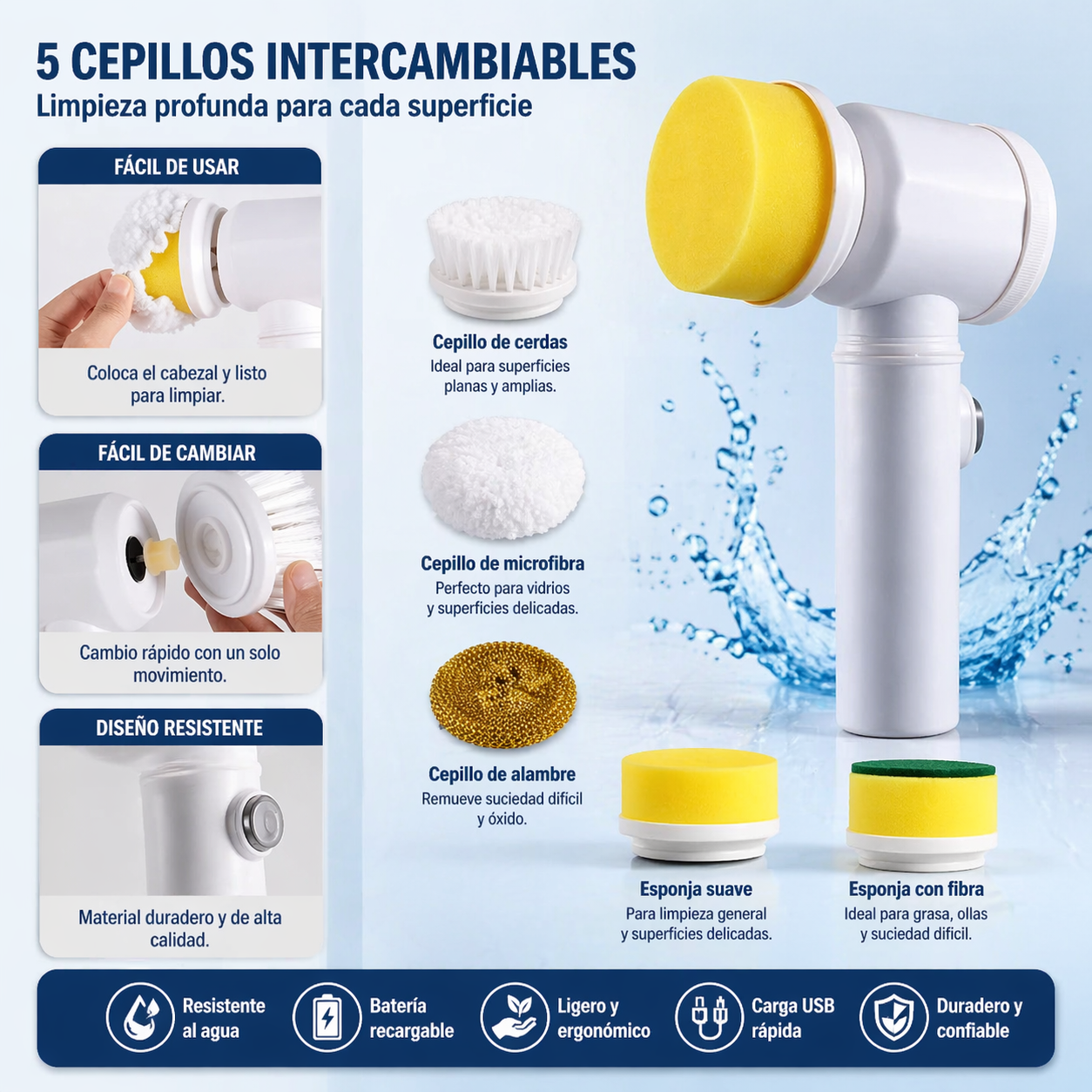 Cepillo de Limpieza Electrico 5 en 1