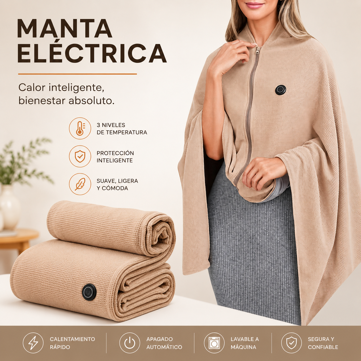 Manta Calefactora Eléctrica Recargable USB