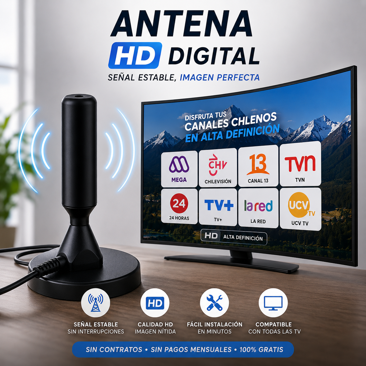 Antena de TV HD Digital de Alto Alcance